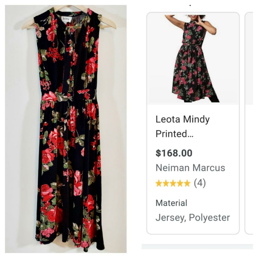 Leota New York rose red Strechy dress pinup retro